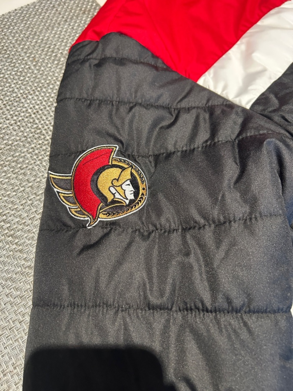 Men's Puffer Jacket in Black, Red & White - Picture 5 of 7